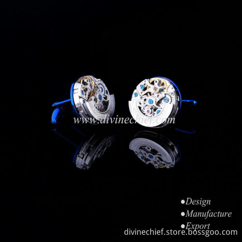 High Quality Automatic Movement Cufflinks Stainless Steel Men Steampunk Cufflinks
